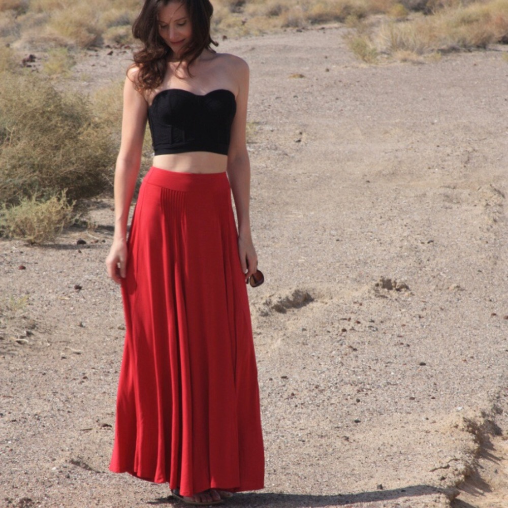 Anthropologie Red Maxi Skirt